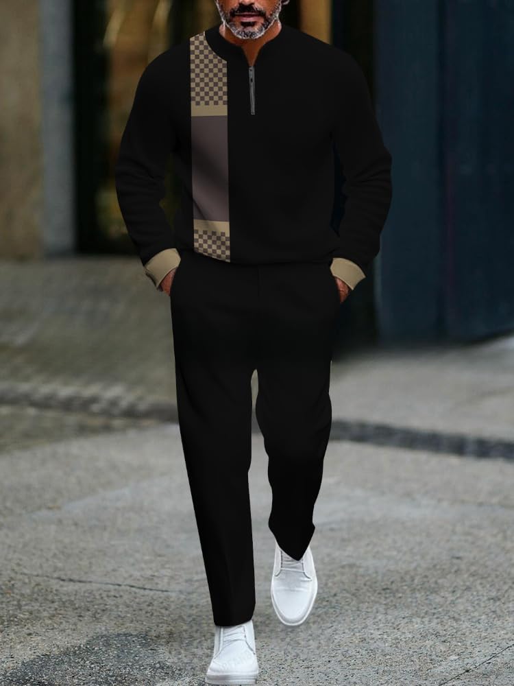 Men's casual sports long sleeved jogging suit two-piece jacket and pants set (CD100-32,M)