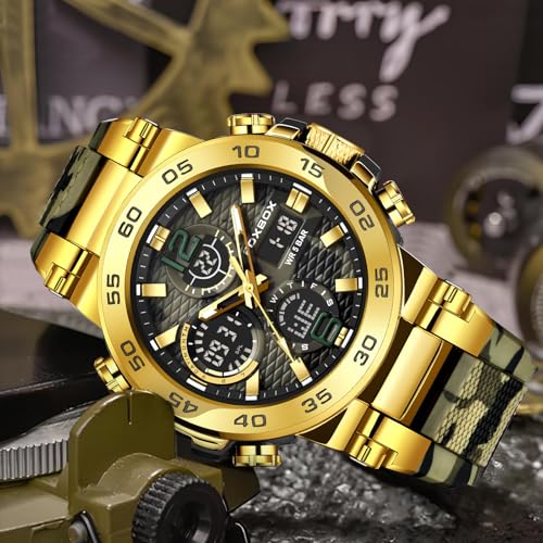 Image of LIGE Quartz Watch for Men Waterproof Big Dial Analog Digital Sport Multifunction LED Backlight Fashion Wristwatches Stopwatch Calendar Men