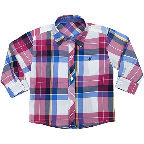 Camisa Bebê Look Jeans Manga Longa Xadrez - ROSA - M