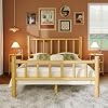 Farmhouse Log Bed Frame Queen Rustic Style Pure Solid Pine Cylinder Construction Bed Fits Mattresses and Box Springs Natural Finish