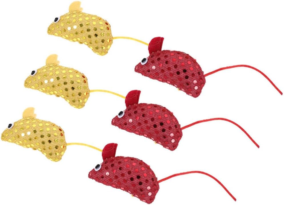 ABOOFAN 6pcs Cute Mouse Kitten Toys Interactive Chew Toys for Cats Soft Sequin Mice Engaging Catnip Playthings for Indoor Activity and Exercise