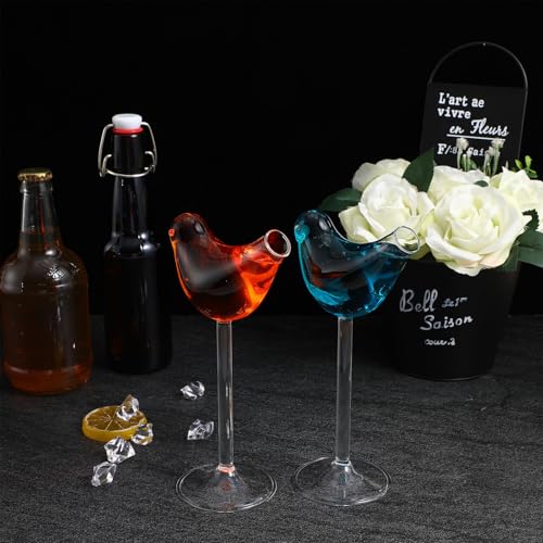 Copas de cóctel transparentes Tofficu de cristal con diseño de pájaro para fiestas 8