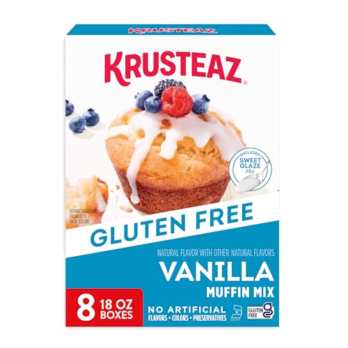 Krusteaz Gluten Free Vanilla Muffin Mix, Gluten Free Vanilla Muffins With Sweet Glaze Mix, 18 oz Box (Pack of 8)