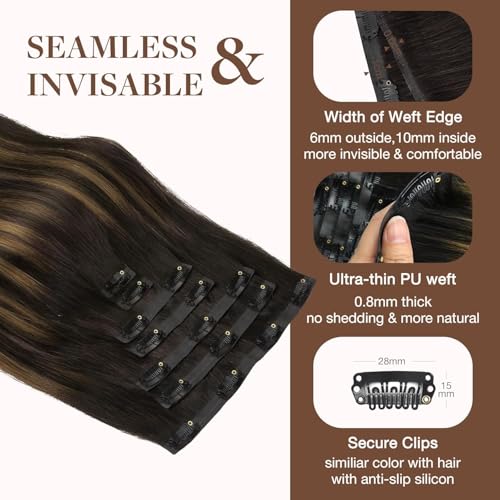 Image of GOO GOO Seamless Clip in Hair Extensions Real Human Hair Remy Extensions
