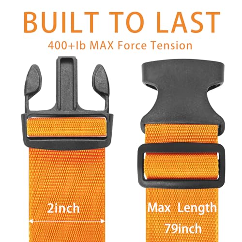 Image of BILIONE 4 Pack Luggage Straps 79 inch Long Belts Keep Suitcase Secure While Traveling, TSA Approved Add a Bag Premium Accessory for Travel Bag Closure (4PCS Orange)