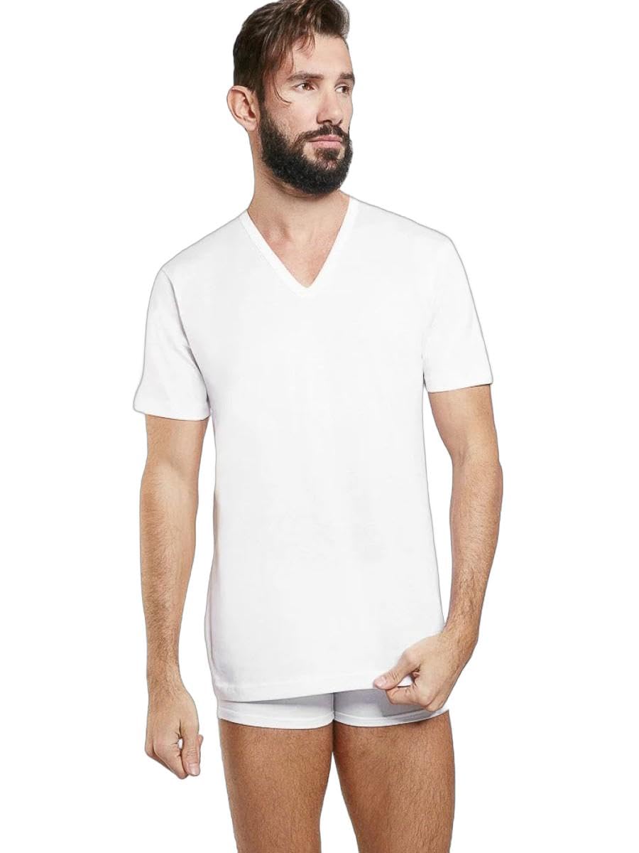 NOTTINGHAM 3 T-Shirt Intimo Uomo Filo di Scozia Scollo A V, TV1702