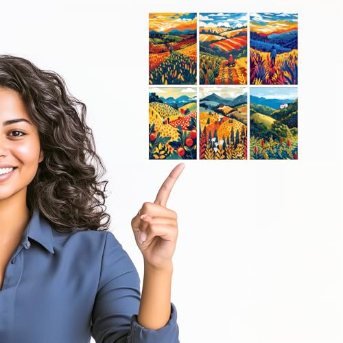Image of SiddArtify Vibrant Sunset Landscape Art Print Set - Set of 2-4x6 Inch - Board (Pack of 6) - Sticker (Pack of 6) Wall Room Decoration art Poster Prints