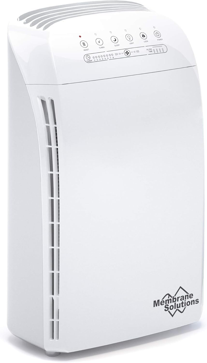 Membrane Solutions MSA3 Purificador de Aire con Filtro HEPA, para Espacio Grande hasta 147 m², Silencioso 22dB, Air Purifier para Alérgicos, Elimina 99,97% de Alergia, Polen, Polvo,Humo, Olores