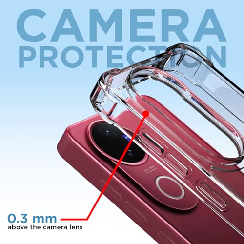 Image of Outlouders Back Cover for Vivo T4R 5G / iQoo Z10R 5G / Vivo V50 5G / V50e 5G Clear Transparent PC + TPU Bumper Case with Raised Edges for Shockproof Protection(Transparent)