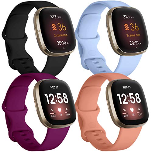 JUVEL Pack 4 Straps Compatible with Fitbit Versa 3 Strap/Fitbit Versa 4/Fitbit Sense/Sense 2 Strap