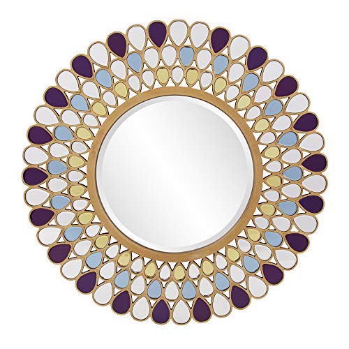 Howard Elliott Grace Hanging Round Wall Mirror, Jewel Inspired, 40 Inch,11111