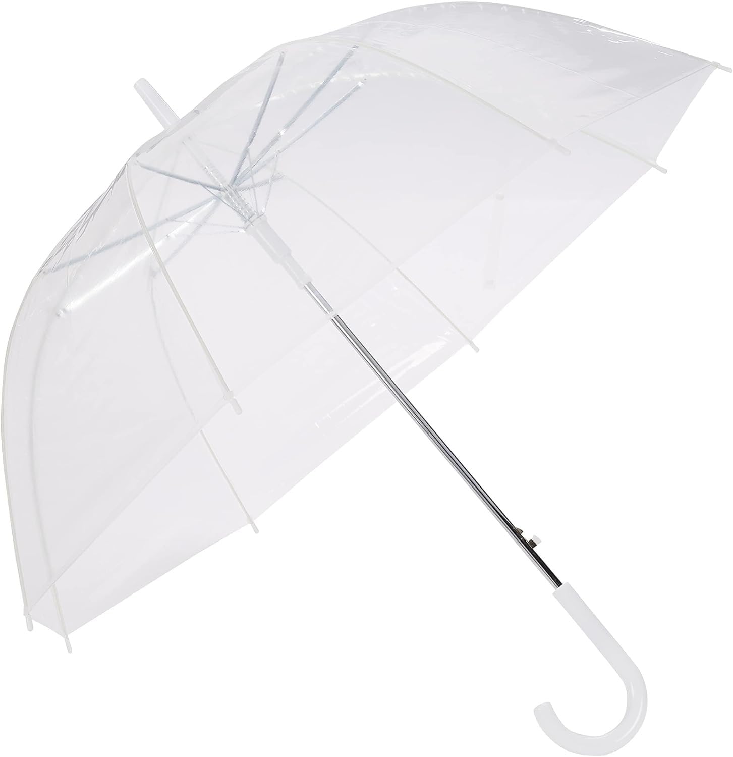 Clear Umbrella, Wedding Style Auto Open Stick Umbrella, Large Canopy J Hook Handle Transparent Umbrella Bulk for Bride Groom Photography Rain Ceremony-image-8