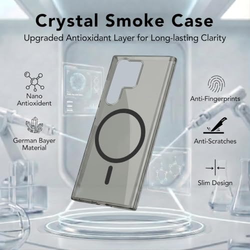 Image of Jkobi Lifetime Anti-Yellow MagSafe Compatible Clear Back Cover Case for Samsung Galaxy S23 Ultra (Sleek Hard Crystal | Shockproof and Camera Protection)