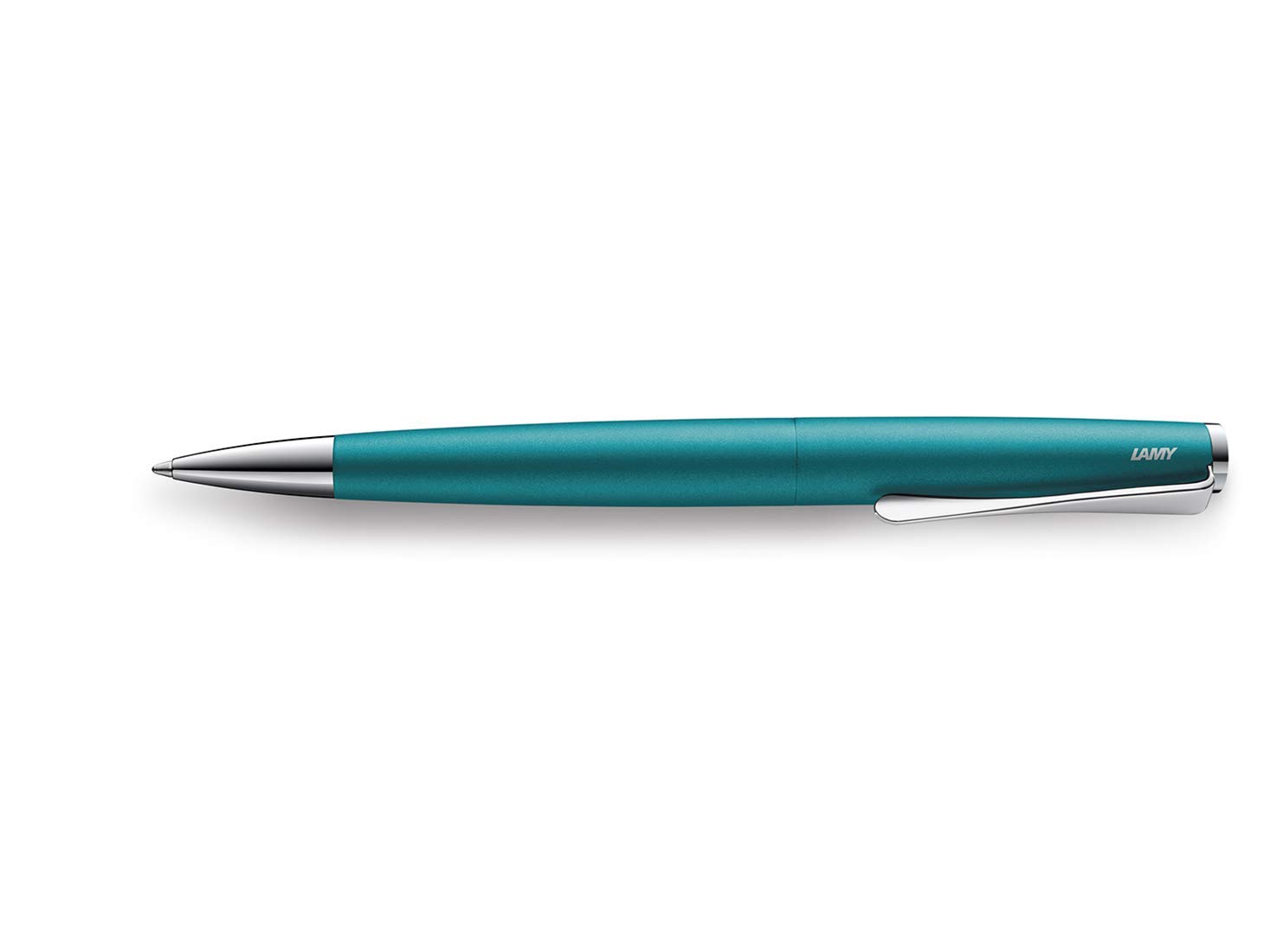 Lamy studio Kugelschreiber 266 Zeitloser Kuli in der Farbe Aquamarine aus rostfreiem Edelstahl und propellerförmigem Clip Stichbreite M
