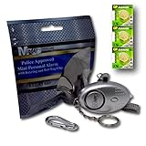 Silver Mini Minder Key Ring Personal Attack Rape Alarm 140db with Flashlight + Spare Battery Set - Secured by Design Approved (UK Police Preferred Specification)