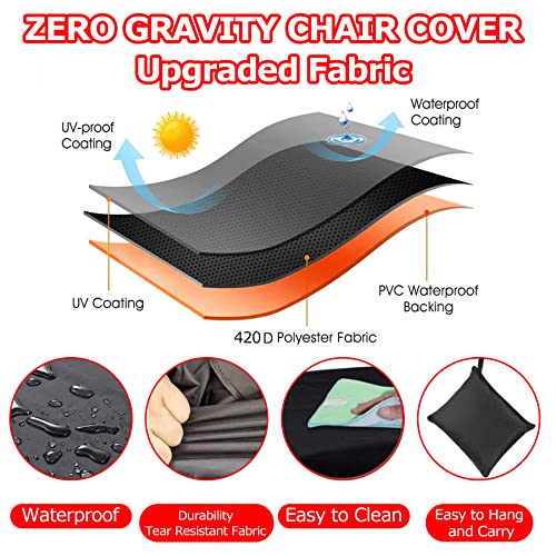 Aofeite Outdoor Folding Zero Gravity Chair Covers, Upgraded Oversized Durable Recliner Cover,420D Oxford Waterproof Uv Resistant Lawn Beach Chair Patio Furniture Covers (43Inch Black) #TOP1