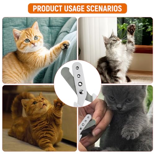 Image of Qpets Cat Nail Cutter, Cat Nail Clipper for Persian Cat, Cute Cat Nail Cutter with 3 Cutting Guarding Holes 1.5mm /2mm /3mm, Stainless Steel Cat Nail Trimmer Cat Nail Clipper Pet Nail Cutter