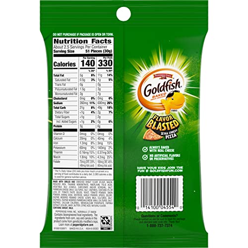 Image of Pepperidge Farm Goldfish Flavor Blasted Xplosive Pizza Crackers, 2.45 Ounce Snack Packs, 30 Count