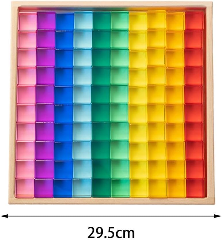 Building Blocks Rainbow Building Blocks Set Transparent Appearance Smooth Learn Color Rainbow GEM Cubes Stacking Toy, 100pcs