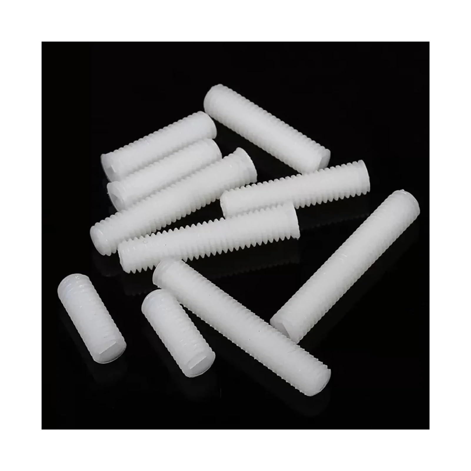 Vite Senza Testa in Nylon Fissaggio in plastica Bianca Metri for Macchina a Filo Superiore Bullone a Intaglio metrico a Testa Piatta M3/M4/M5/M6/M8/10/M12(8mm,M6 50pcs)