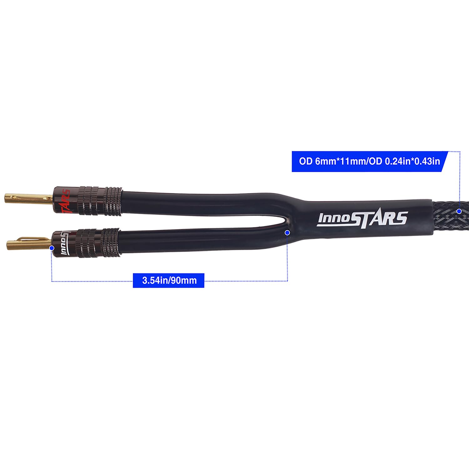 Cavo per altoparlanti audio intrecciato di alta qualità, 12 AWG, con connettori a banana placcati in oro 24 K (35 piedi), 2 conduttori, 99,99% rame OFC privo di ossigeno, nero 10,7 m