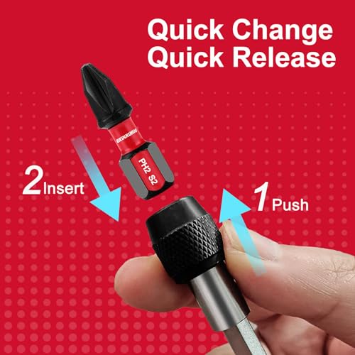 Image of Geinxurn Magnetic Changeable Head Manual Screwdriver Holder, Quick Change&Release 1 /4 inch Hex Bit Extension Holder for Screwdriver Bit, Nut driver, Socket Adapter