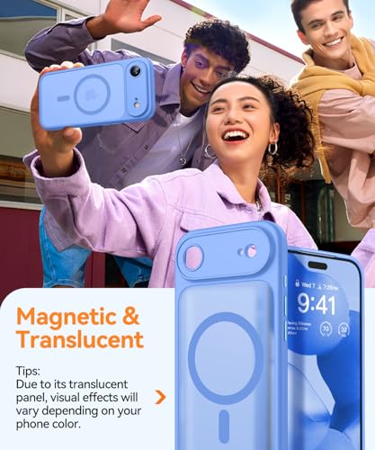 Image of CANSHN Magnetic Compatible with iPhone Air Case(6.5 Inch), Upgraded [Full Camera Protection] [Compatible with Magsafe] [Translucent Matte] Shockproof Phone Cover for iPhone 17 Air Case,Ultramarine