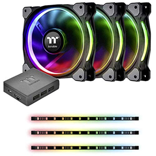 Kit de ventilación Riing Plus 12 RGB para refrigerar ordenadores con tres ventiladores negros