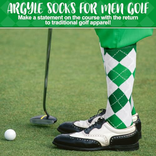 3 Pairs Knee High Argyle Golf Socks for Men Cotton Golf Socks for Tartan Trousers Golf Tournament Father's Day Gift - Image 3