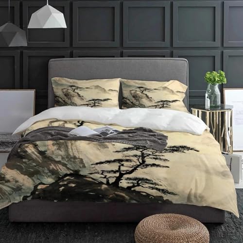 Housse de couette style chinois paysage traditionnel parure lit poétique