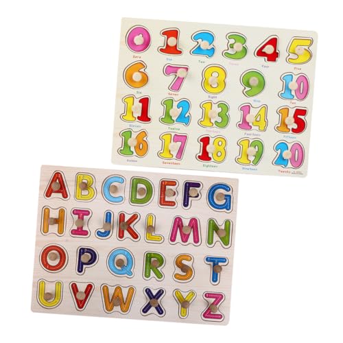 LIFKOME 2セット 木製モンテッソーリ数字アルファベットパズル 幼児向け 形認識 色彩感覚 指先訓練 誕生日プレゼントに
