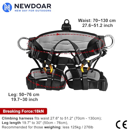 NewDoar UIAA & CE Certified Climbing Harness, Mountaineering Rock Climbing Harness, Half Body Harness for Rappelling Fire Rescuing Tree Climbing - Image 3