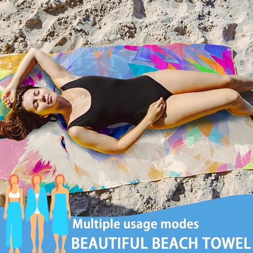 CWENDANER Strandtuch Mikrofaser Handtuch Badetuch, Rucksack Strandtuch Badetuch, 140x70 cm Saugfähig und Schnell Trocknende Sandfrei, für Strand, Reise, Schwimmen(Smiley-Hund)
