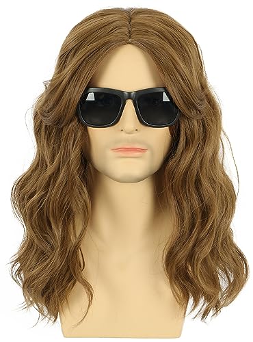 karlery California 80s Rocker Wig Men Women Long Curly Brown