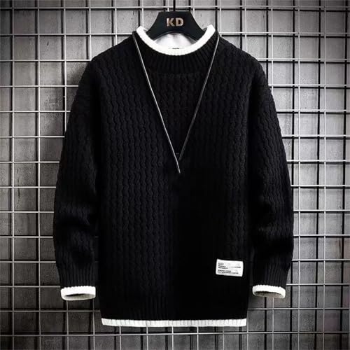 Men's Korean Style Trendy Sweater Base Loose Knitted Fleece Long Sleeves Business Casual Pullovers4