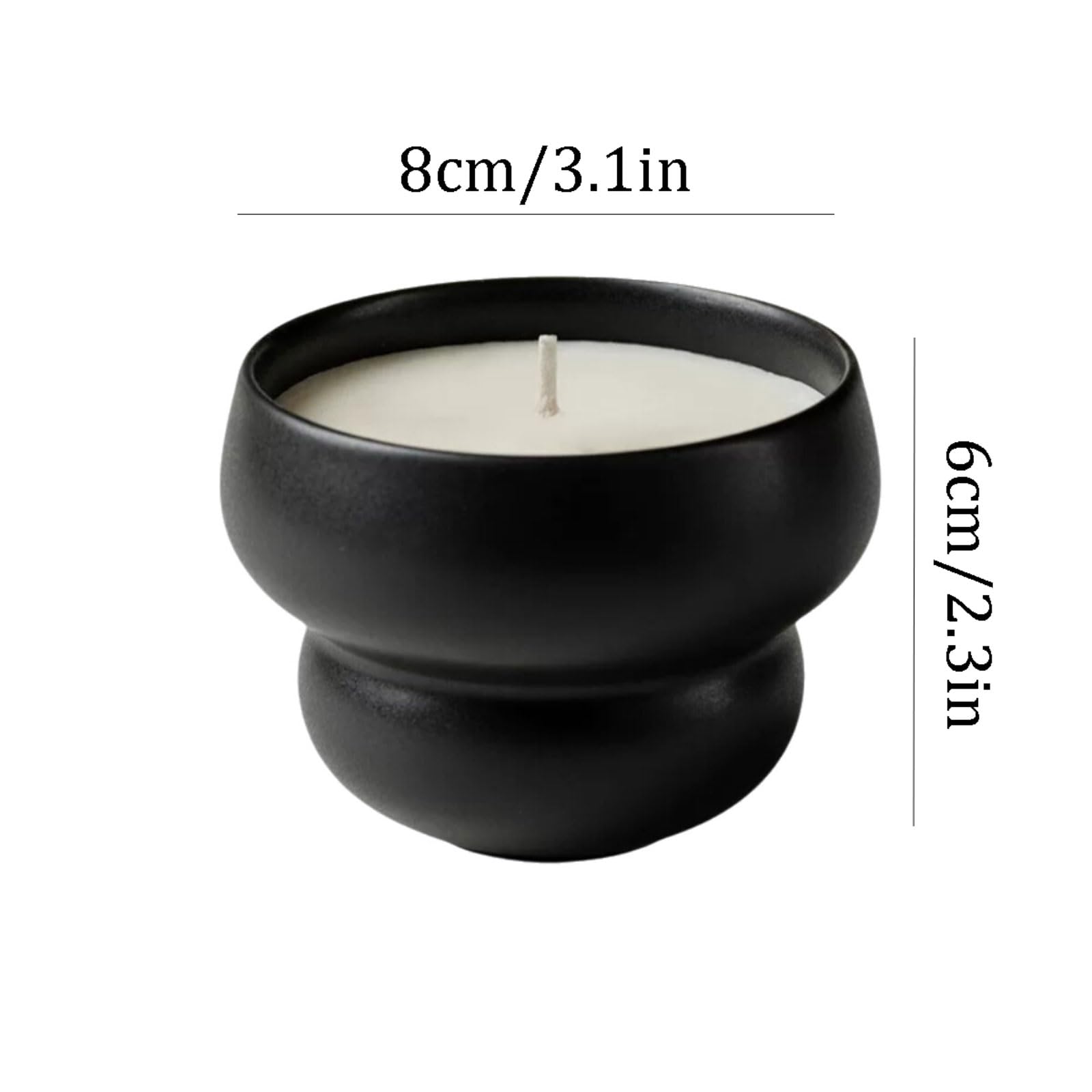 Exquisit Keramikkerzen, wiederverwendbare Aromatherapie-Kerze, moderne Kerzen im Glas, langanhaltend, sauber brennend, for den Duft zu Hause weich(Svart)