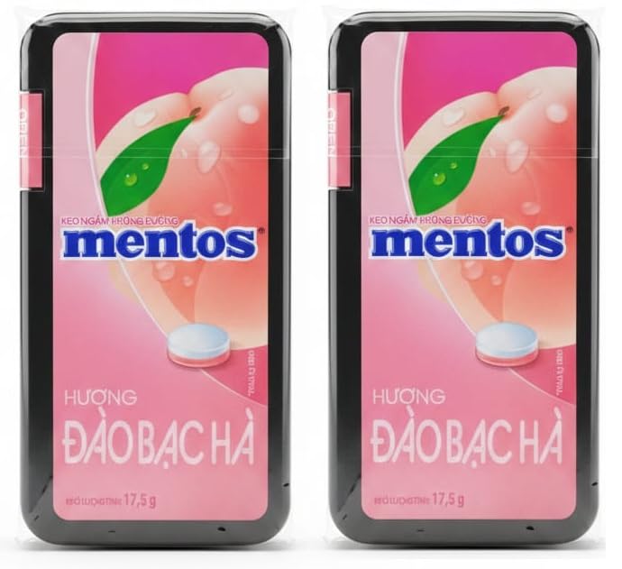 Mentos Peach Flavor Candy, Portable Dispenser Case, Each 17.5g X 2 Count, (Product Of Vietnam) From DECADENT FOODS-image-42