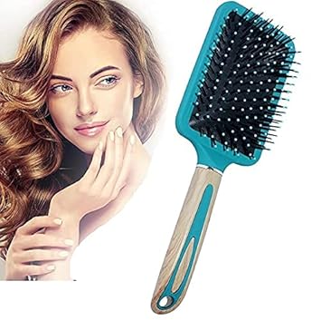 Glan Professional Wooden Handle Flat Paddle Hair Brush For Men And Women