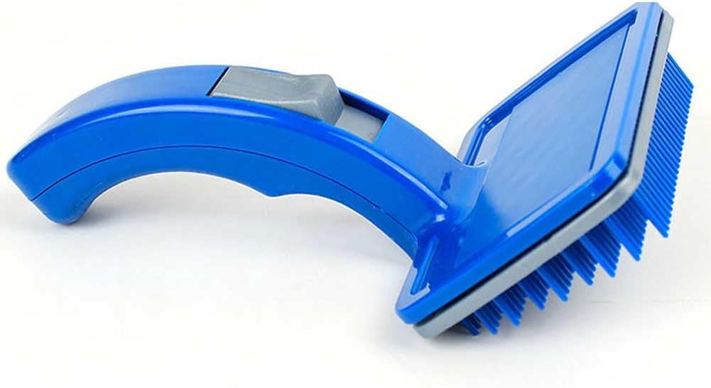 Blue Plastic Self-cleaning Round Tooth Manual Detangling Comb Shedding Brush for Long and Curly Hair Dogs