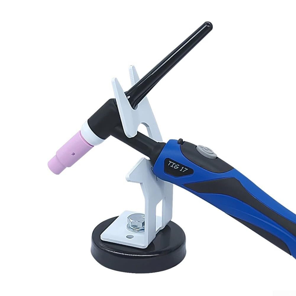 TIG - Supporto magnetico per torce di saldatura, base in acciaio al carbonio, adatto per TIG MIG Plasma, diametro 84 mm, altezza 160 mm, bianco