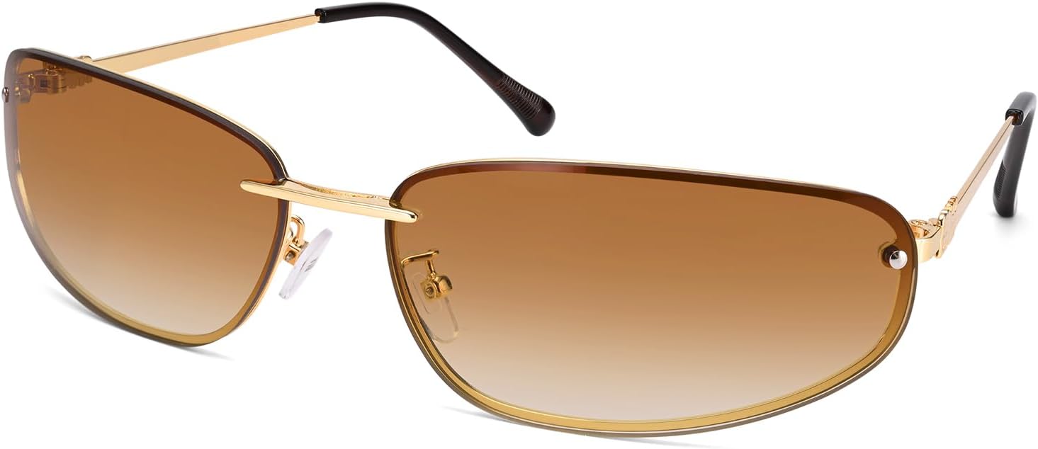 Dollger Y2K Sunglasses Women Trendy 2000s Wrap Around Metal Accessories Sun Glasses 90s Rectangle Cyber Fashion Cool Shades - Image 2