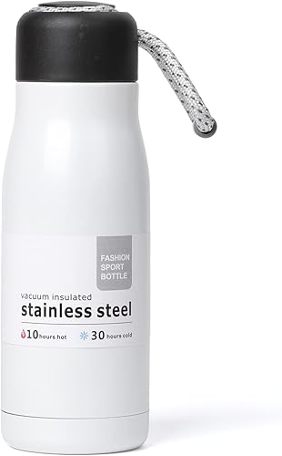 Miniatura 22 de Botella de agua pequeña de 12 onzas, botella de agua aislada Dusgut, de acero inoxidable, con tapa portátil de boca ancha, plateada plateado,Azul