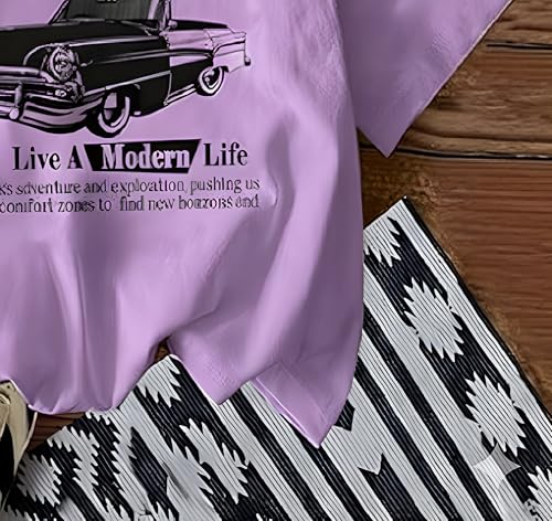Image of Jawdrobe Cotton Blend Oversized Fit Half Sleeve Printed Round Neck T-Shirt for Women | Aesthetic Summer Wear