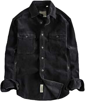 Amazon.com: Mens Vintage Washed Corduroy Shirt Long Sleeved