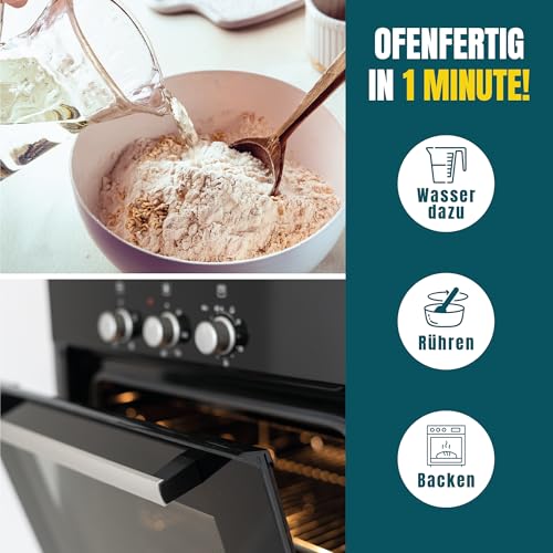 Marcel’s LowerCarb-Brotbackmischung (800g) – Saftiges Körnerbrot | Keto Brot mit 80% weniger Kohlenhydraten | Vegan, high Protein & Sauerteig | Ofenfertig in 1 Minute