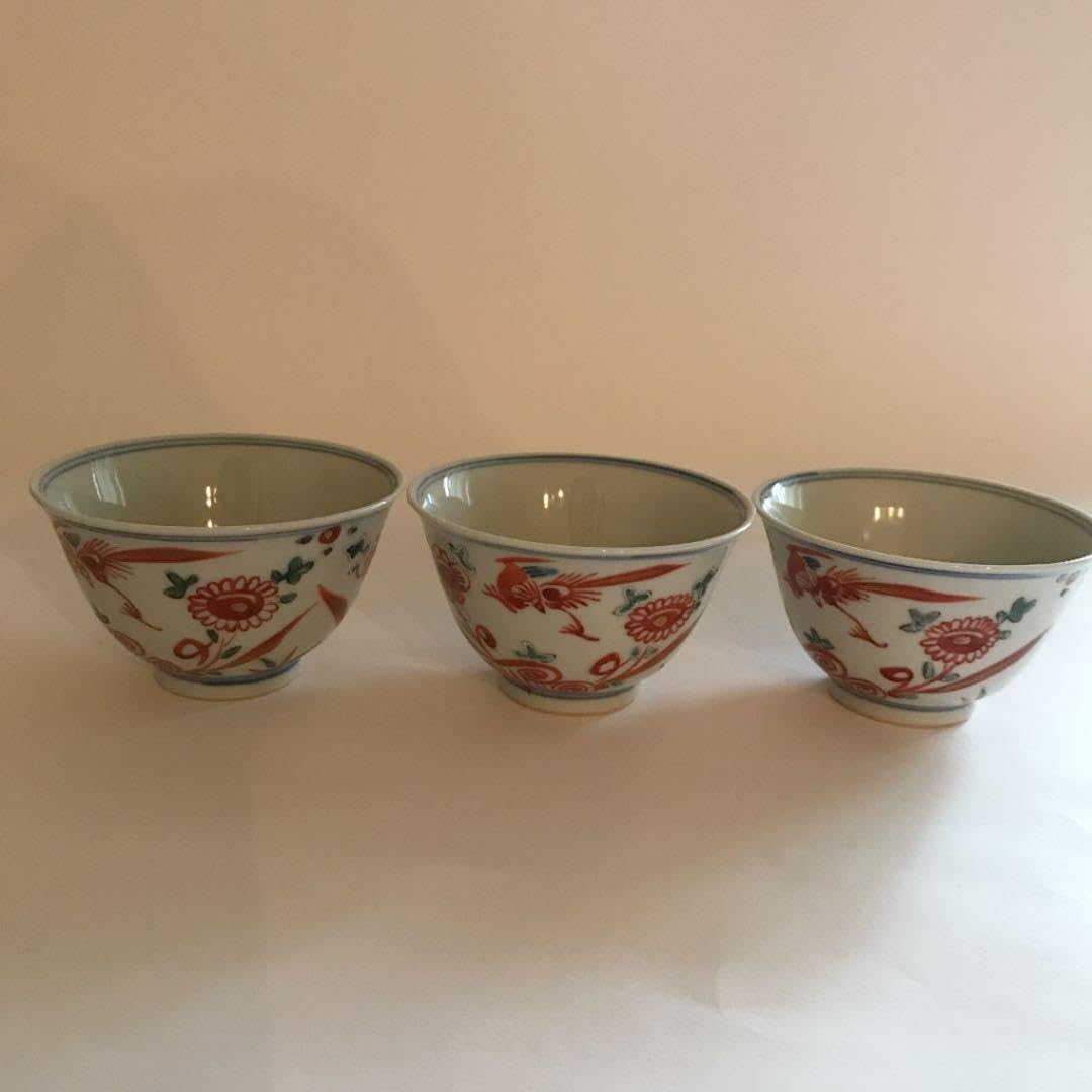 京焼 清水焼 薄胎 赤絵貼金 汲出碗揃五客 陵泉造