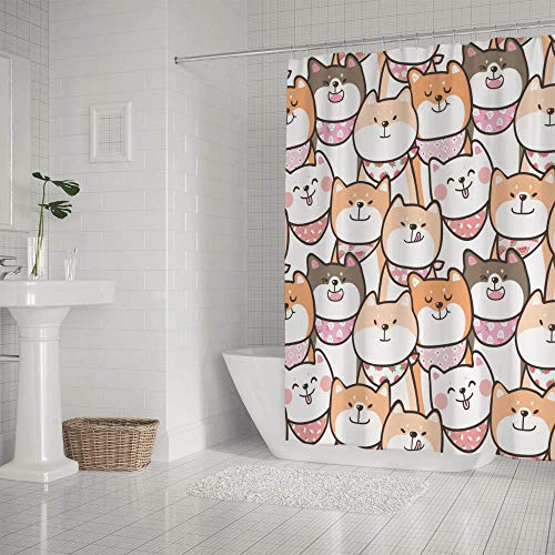 Rideau de douche Shiba Inu motif imprimé imperméable durable - 5