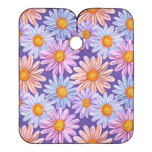 Hezely Hippie Purple Daisy Hair Dye Cape, Barber Cape for Adults,Waterproof Salon Cape,Waterproof Hairdressing Styling Hair Cutting, 65