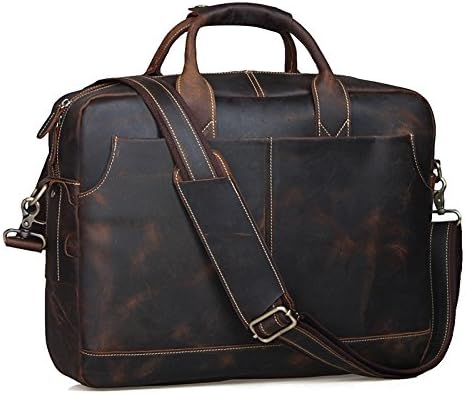[DigiRole] Men’s Crazy Horse Genuine Cowhide Leather Messenger Laptop Briefcase Shoulder Bag for Men | Professional Business Travel | Fit 16.5 inch Laptop
