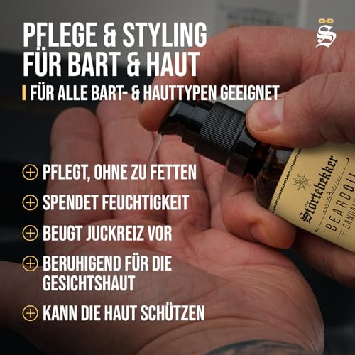 Störtebekker® Premium Bartöl Sandelholz - tägliche Bartpflege für 3-Tage-Bart bis Vollbart - 50ml Beard Oil Vegan - Bart Öl Herren mit angenehmen Duft - Hochwertige Inhaltsstoffe - Made in Germany 2